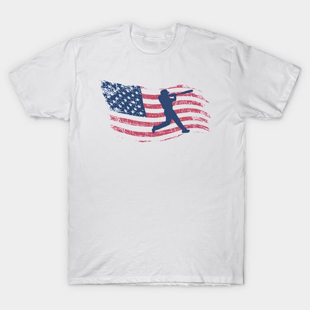 Vintage American Flag Baseball T-Shirt by HobbyAndArt